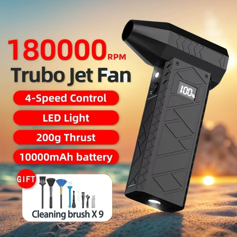 180000 Ventilador de chorro Turbo RPM, soplador de chorro Turbo de 10000 mah, ventilador de chorro de coche, pistola de soplado, Turbofan violento, Motor sin escobillas, soplador de polvo eléctrico