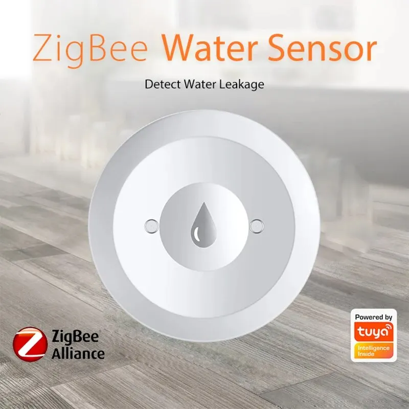 Sensor de agua Tuya Zigbee, Detector de fugas de inundación, monitoreo remoto por aplicación para cocina/baño, soporte para asistente doméstico Zigbee