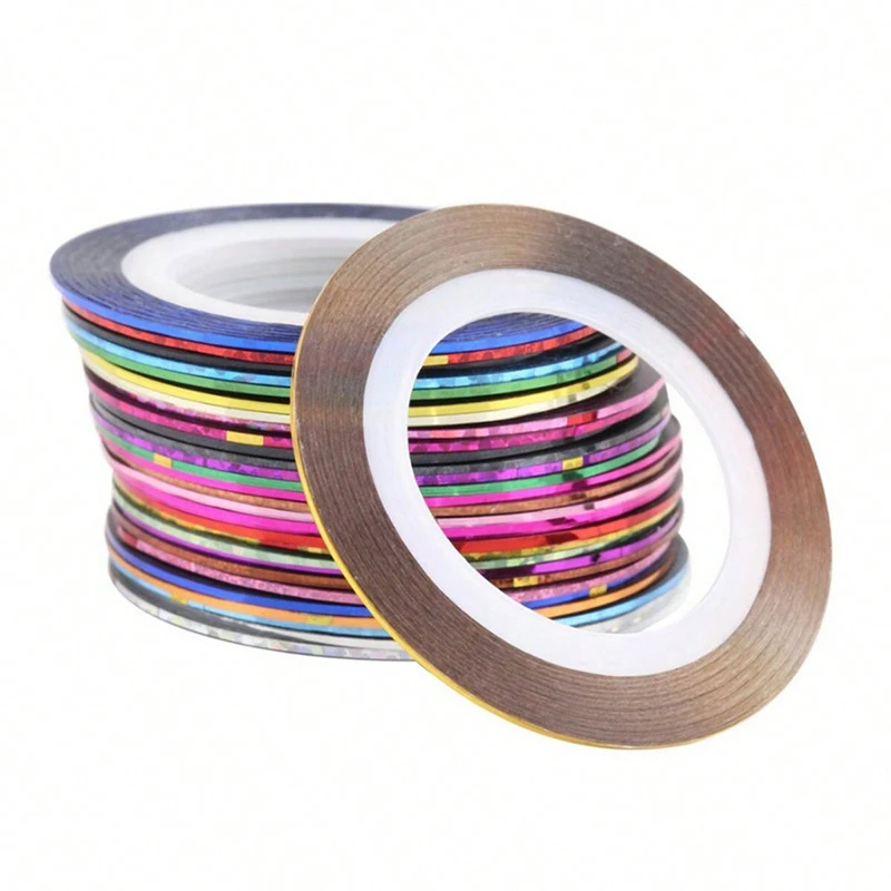 30 Uds. Cinta de rayas para uñas, línea de hilo metálico, herramienta artística para uñas 3d, rollos de colores, calcomanías para uñas, pegatinas para puntas de uñas DIY, decoración