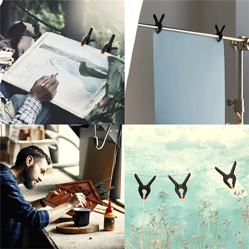 6/10 pçs clipe de mola diy ferramentas para trabalhar madeira 2 polegada plástico náilon clipe primavera em forma de a clipe fotografia fundo clipe fixo