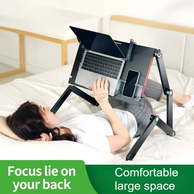 OMAX โต๊ะพับขยายและยกโต๊ะแล็ปท็อปเตียงแบบพกพา Lazy Person Stand การเรียนรู้ Workbench