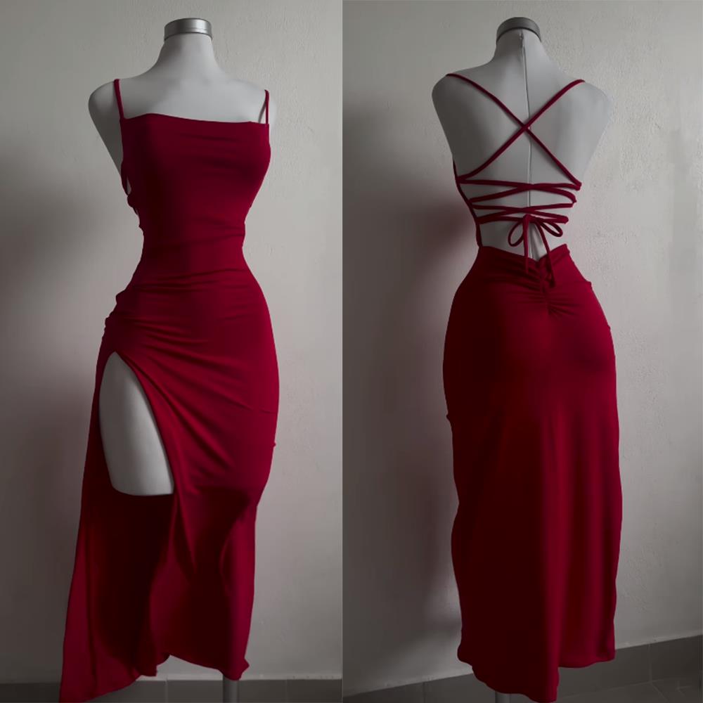 2024 nuevo vestido explosivo de verano de alta sensibilidad con correa halter Spice Girl bolso vestido a la cadera