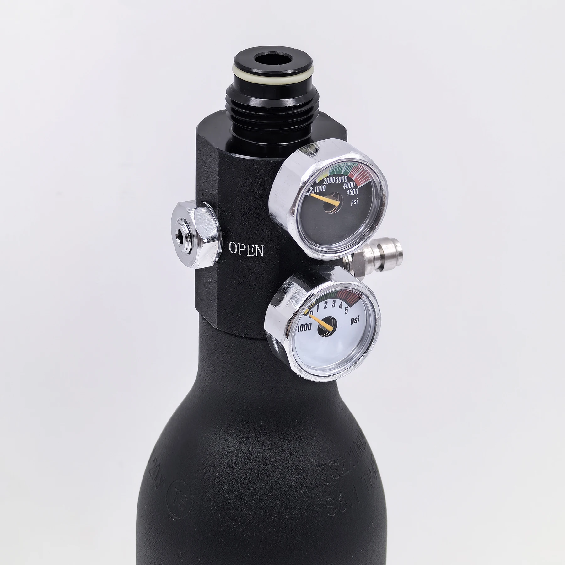 New HPA Regulator Dual Gauge Adjustable Pneumatic Fill Station Air Valve  Regulated Output 0 to 3000psi M18*1.5, 5/8"-18UNF