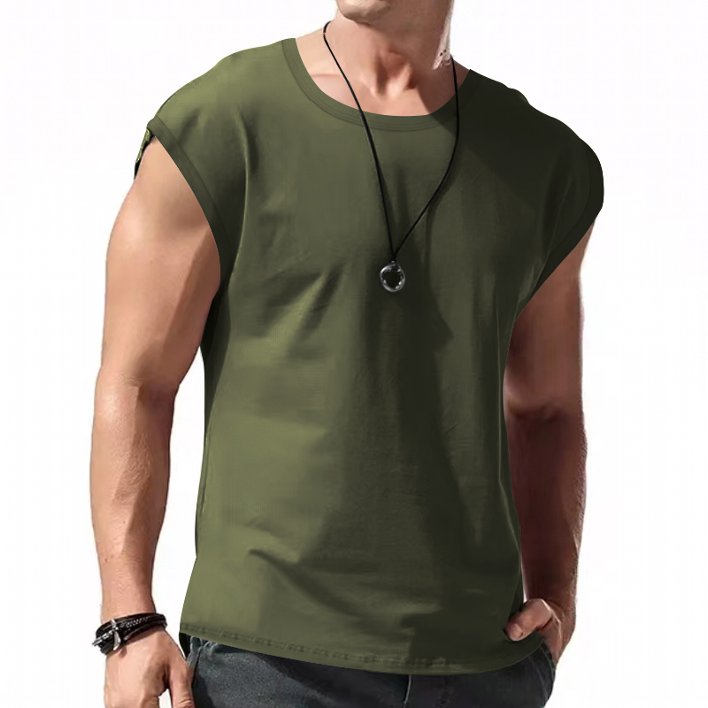Camiseta solta sem mangas masculina, colete curto, roupa esportiva para lazer, nova, verão