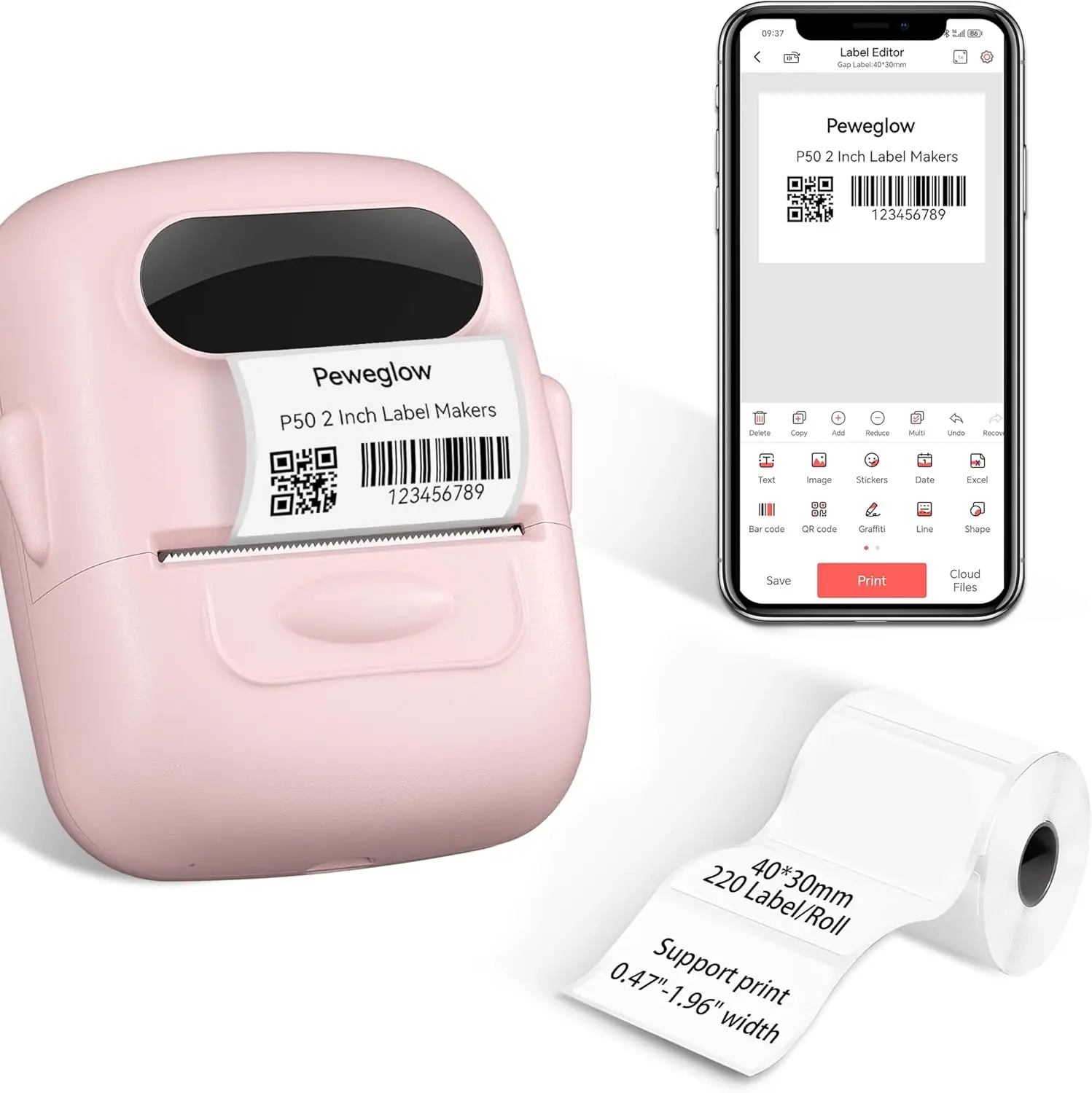 Marklife P50 Klebeaufkleber Drucker Handheld Bluetooth Thermodrucker Label Maker Maschine Tintenlos Für IOS Android Telefon