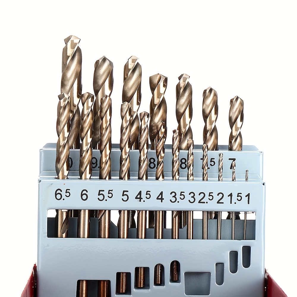 13pc/19pcs/25pcs 1.0-13mm Round Shank Twist Drill Bit Set Titanium Coated Hole Cutter High Speed Steel Drill Bit Woodworking