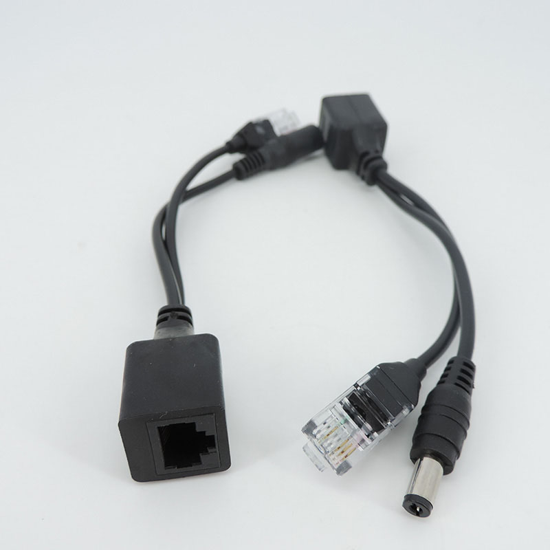 Cabo Adaptador Ethernet de Alimentação Passiva, Divisor POE, Módulo de Abastecimento do Injector, Branco, Preto, RJ45, DC, 12-48V, IP, CCTV, Camea