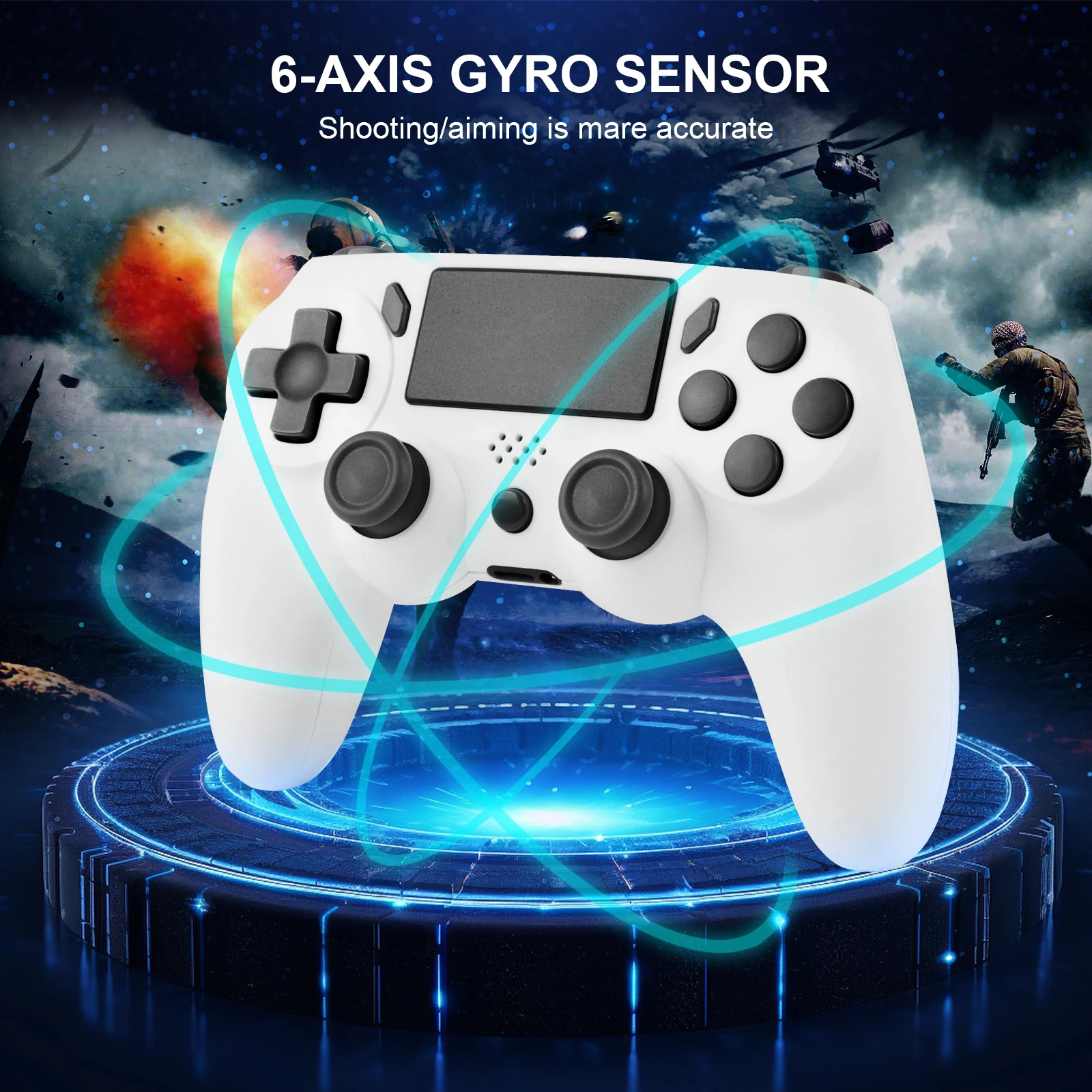 Gaminjja gamepad sem fio com giroscópio de 6 eixos pc joystick touchpad vibração dupla para ps4 ps3 pc controlador multifuncional