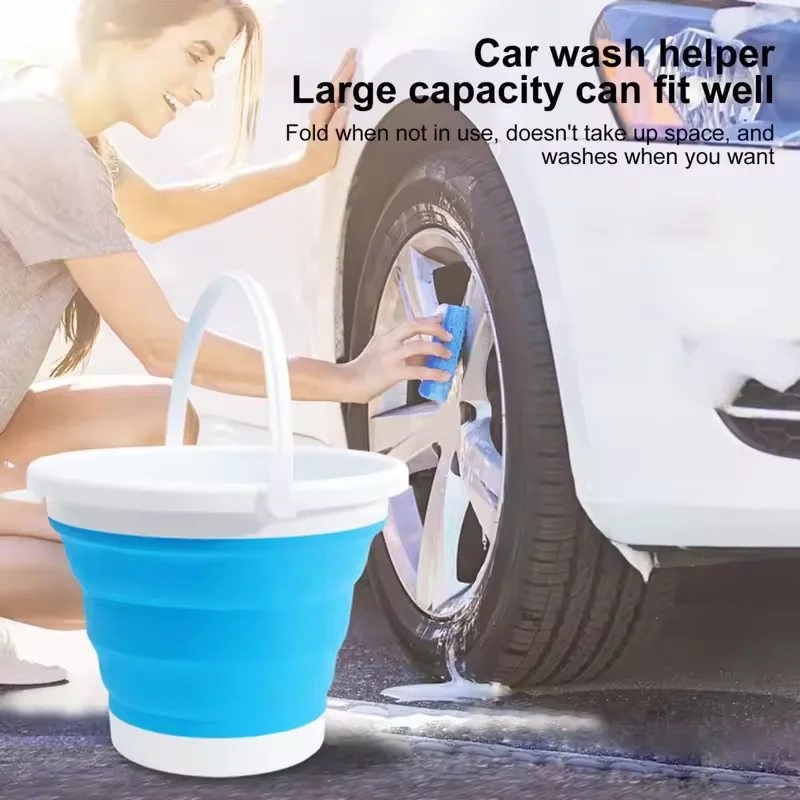 Cubo plegable de 3L, cubo de agua plegable portátil, cubo de pesca para lavado de coches, cubo de plástico para viaje y acampada al aire libre