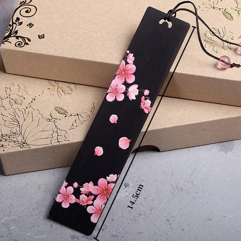 1pc creativo dipinto intagliato fiore di pruno Sakura segnalibro in legno regalo scolastico accessori per la lettura forniture clip per libro in stile cinese