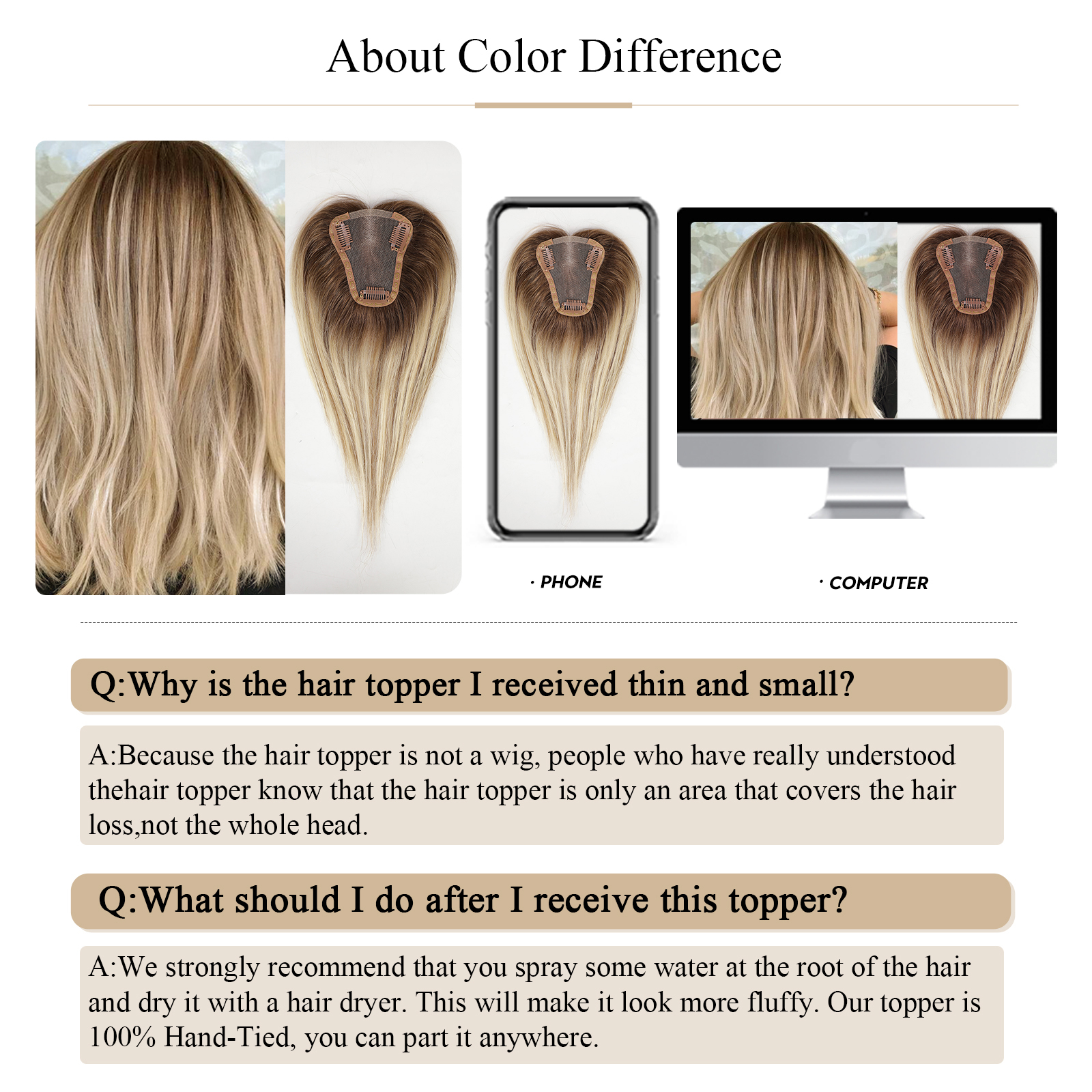 Cheveux Toppers partie centrale femmes cheveux humains Topper avec Base en dentelle pince dans les Extensions de cheveux Blonde Balayage brun postiches humaines