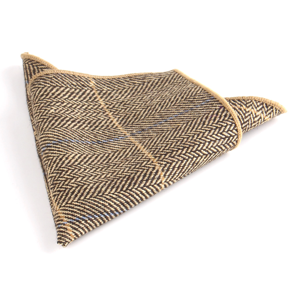 แฟชั่นขนสัตว์ผ้าเช็ดหน้าสำหรับผู้ชายชุดผ้าขนสัตว์ลายสก๊อตพ็อกเก็ตสแควร์ธุรกิจ Hankies Herringbone รูปแบบ Hanky Plaid กระเป๋าผ้าเช็ดตัว