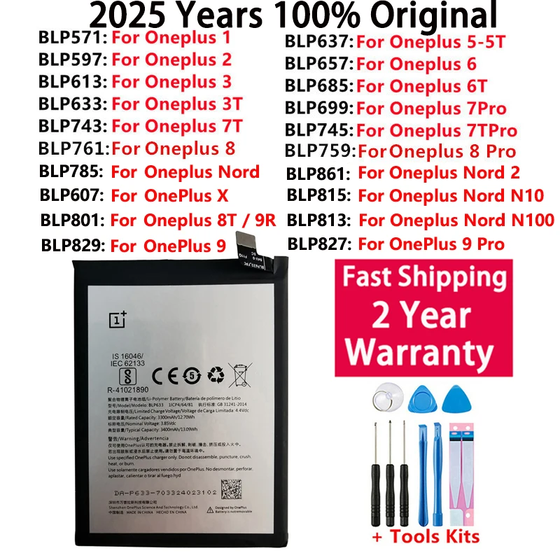 100% Nguyên Bản Pin Thay Thế Oneplus One 1 + Cho OnePlus 1 2 3 1 + 3 One Plus 3 3T 5 5T 6 6T 7 7T 8 Pro 7 Plus Pin