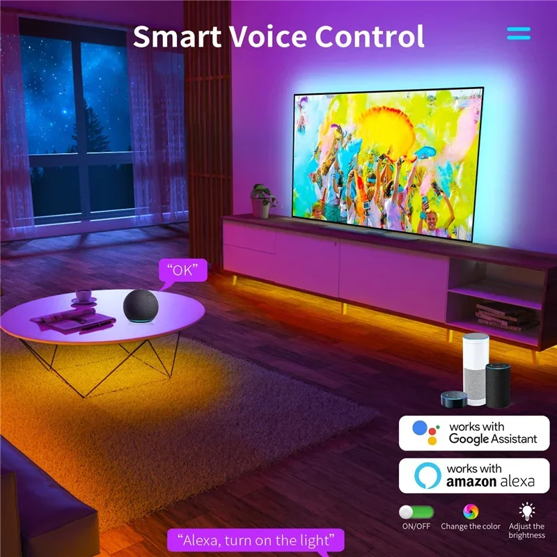 WIFI TUYA RGBIC LED Strip Lights Dreamcolor Led Light Strip Music Sync nastro flessibile Smartlife LED Strip per la cucina della camera da letto