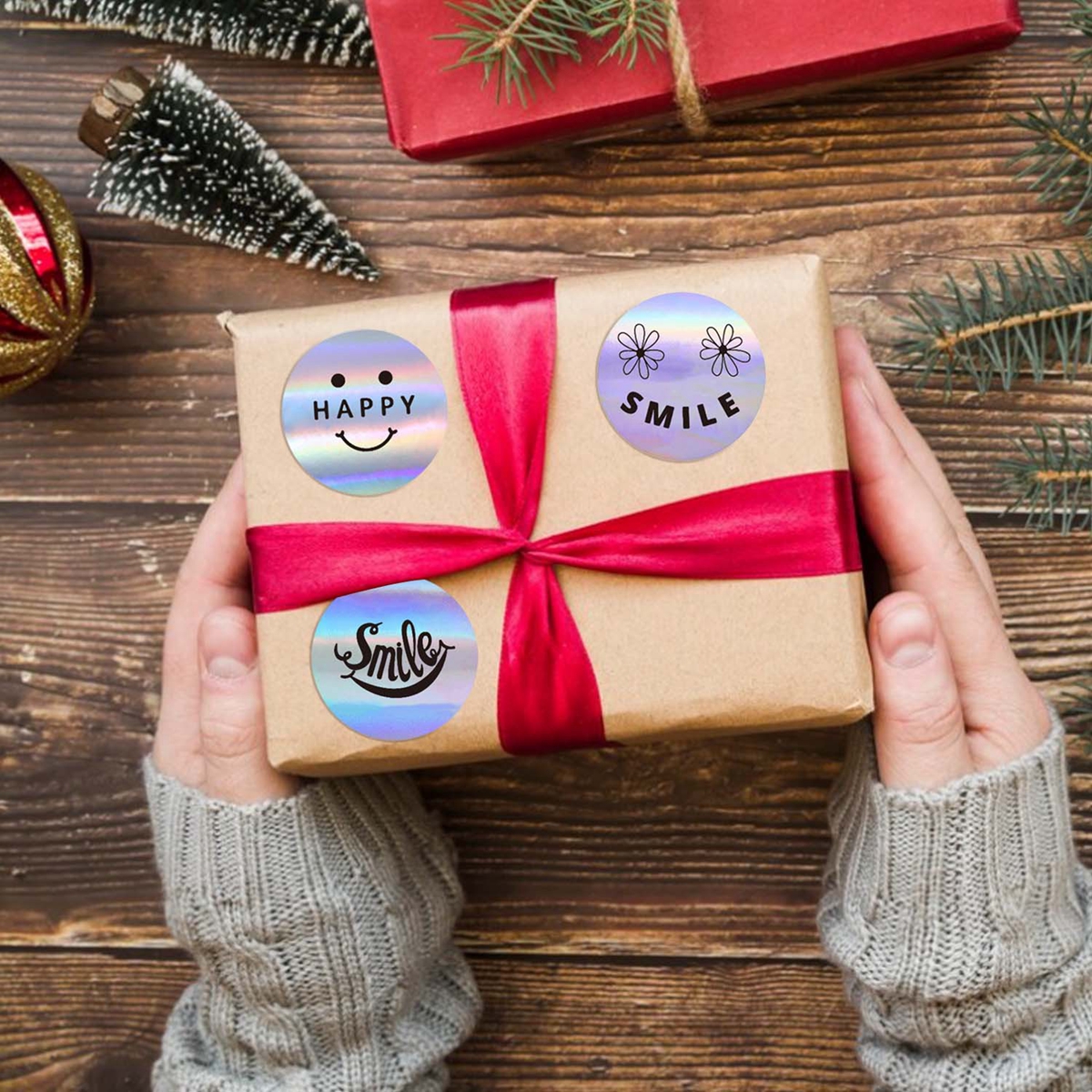 100-500 個レインボーレーザー中小企業をサポートしていただきありがとうございますステッカーギフト封筒シール配送メールラベル 1 インチ