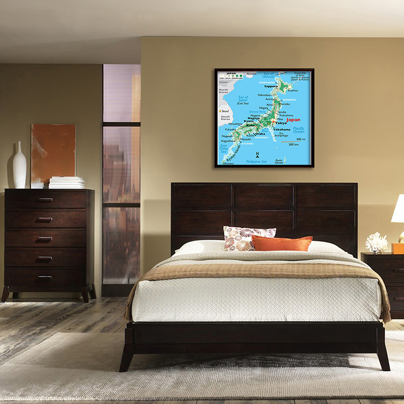 90*90cm 일본 지형 지도 프레임이없는 포스터 벽 예술 인쇄 부직포 캔버스 회화 학교 교실 용품 홈 장식