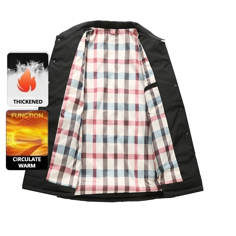 Erstklassige Herren-Parka-Jacke, Windjacke, Diamant-Stepp-Blasenmantel, Winterwärme mittleren Alters, Mantel mit Umlegekragen