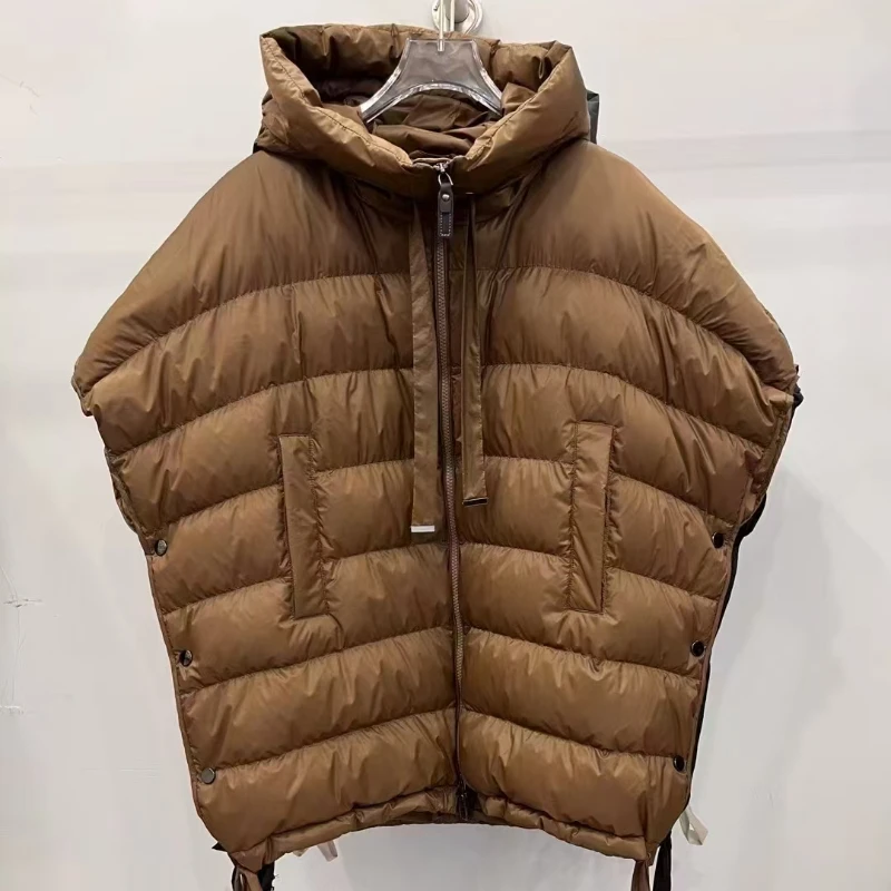 Chaleco de plumas para mujer, abrigos acolchados sin mangas, chaleco sencillo informal liso y elegante, chaleco corto grueso y cálido con capucha para invierno