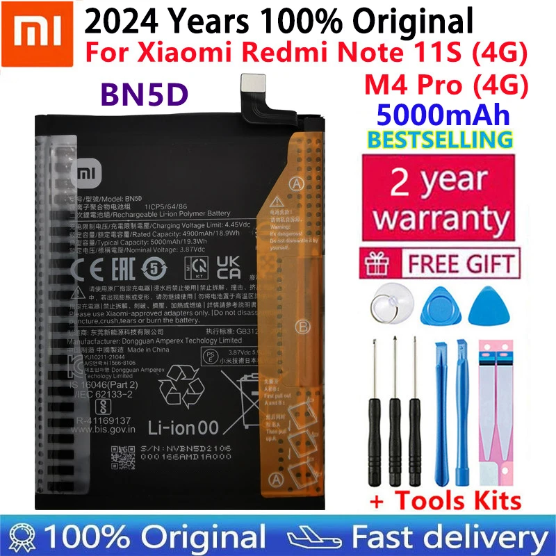 2024 jahre 100% Original Neue Xiao Mi 5000 mAh BN5D Batterie Für Xiaomi Redmi Hinweis 11S 11S 4G M4 PRO 4G Handy Batterien