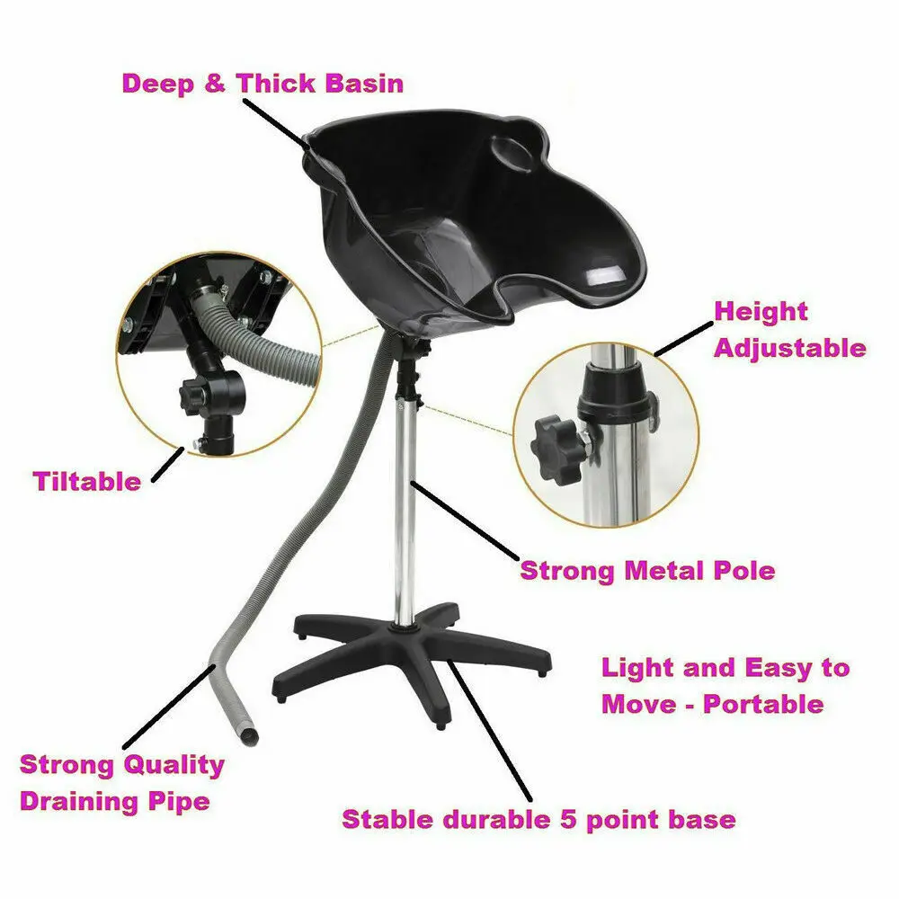 Salon Mobile portatile parrucchiere lavaggio bacino dei capelli controlavaggio Shampoo ciotola lavandino Mobile parrucchiere lavaggio posteriore Shampoo lavabo