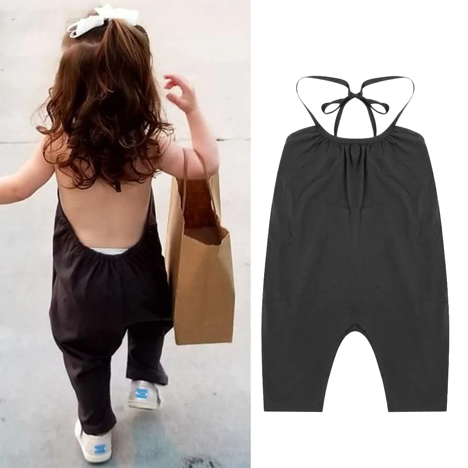 Toddler Jumpsuit Baby Casual Harem Clothes Girls Summer Trousers Children Backless Fashion Overalls Sport Straps Pants 1-8 Years