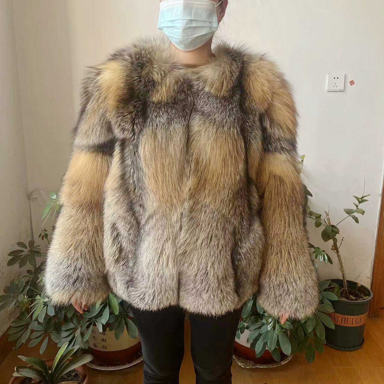 Nowy styl zimowy damski krótki styl kurtka z naturalnego futra lisa grube ciepłe płaszcz z prawdziwego futra damska odzież wierzchnia modna kurtka