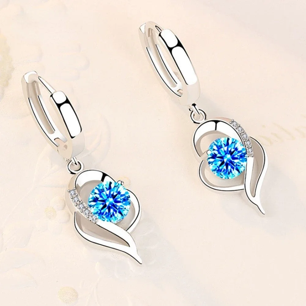 Chất Liệu Bạc 925 Thời Trang Cho Nữ Trang Sức Cao Cấp Màu Xanh Hồng Trắng Tím Pha Lê Zircon Bán Chạy Từ Bông Tai