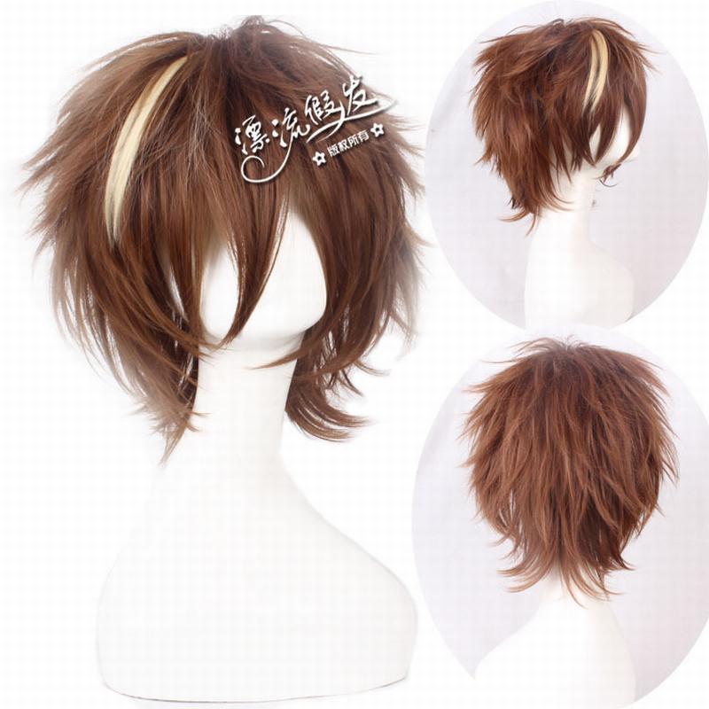 14-Zoll kurze gerade Pony braune Farbverlaufs-Synthetikperücke für Urlaub, Party, Halloween, Cosplay