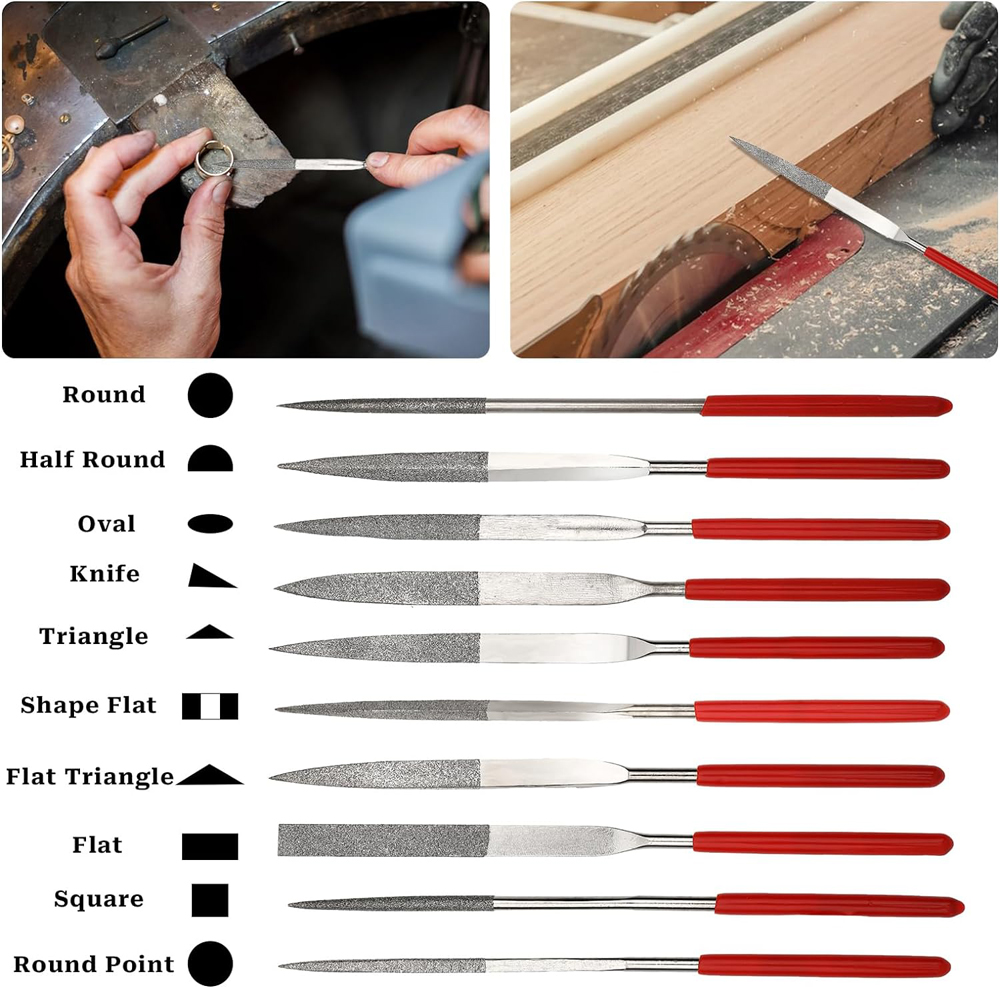 10 Stuks Diamant Naaldvijl Set 3X140 Mm Mini Naaldvijl Kit Voor Steen Glas Metaal Carving Craft handgereedschap Naald Bestand Set