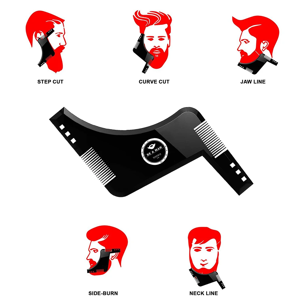 1 PC Men Beard จัดแต่งทรงผมแม่แบบลายฉลุหวีเคราสําหรับชายน้ําหนักเบาและยืดหยุ่นเหมาะกับ All-In-One เครื่องมือ Beard Shaping TOOL
