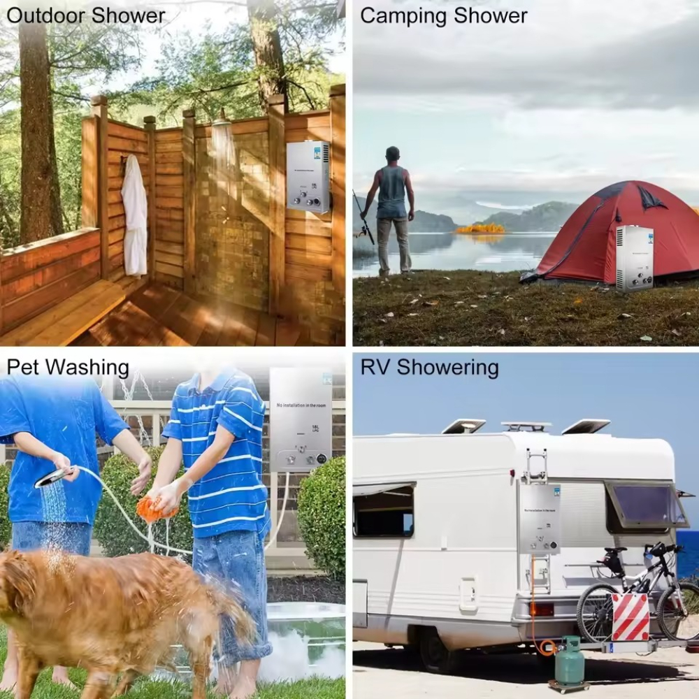 VEVOR 6L-18L LPG Gas Boiler Propaangas Rvs Tankless Boiler Camping W/Douche Kit LPG Boiler
