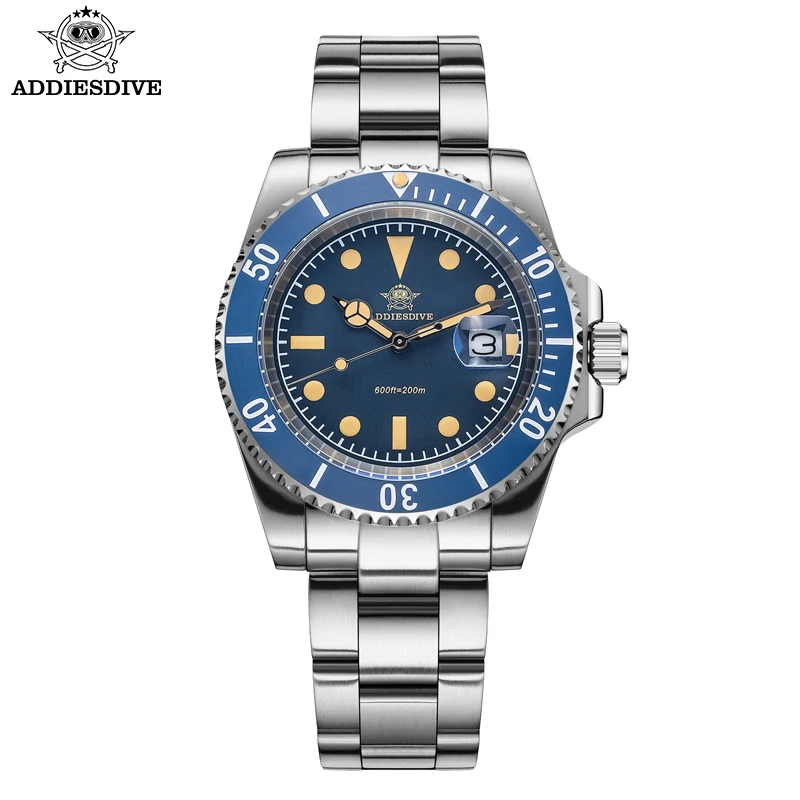 ADDIESDIVE reloj de cuarzo de lujo con calendario, relojes de moda de 41mm, acero inoxidable, 20Bar, buceo, reloj de pulsera superluminoso, AD2054