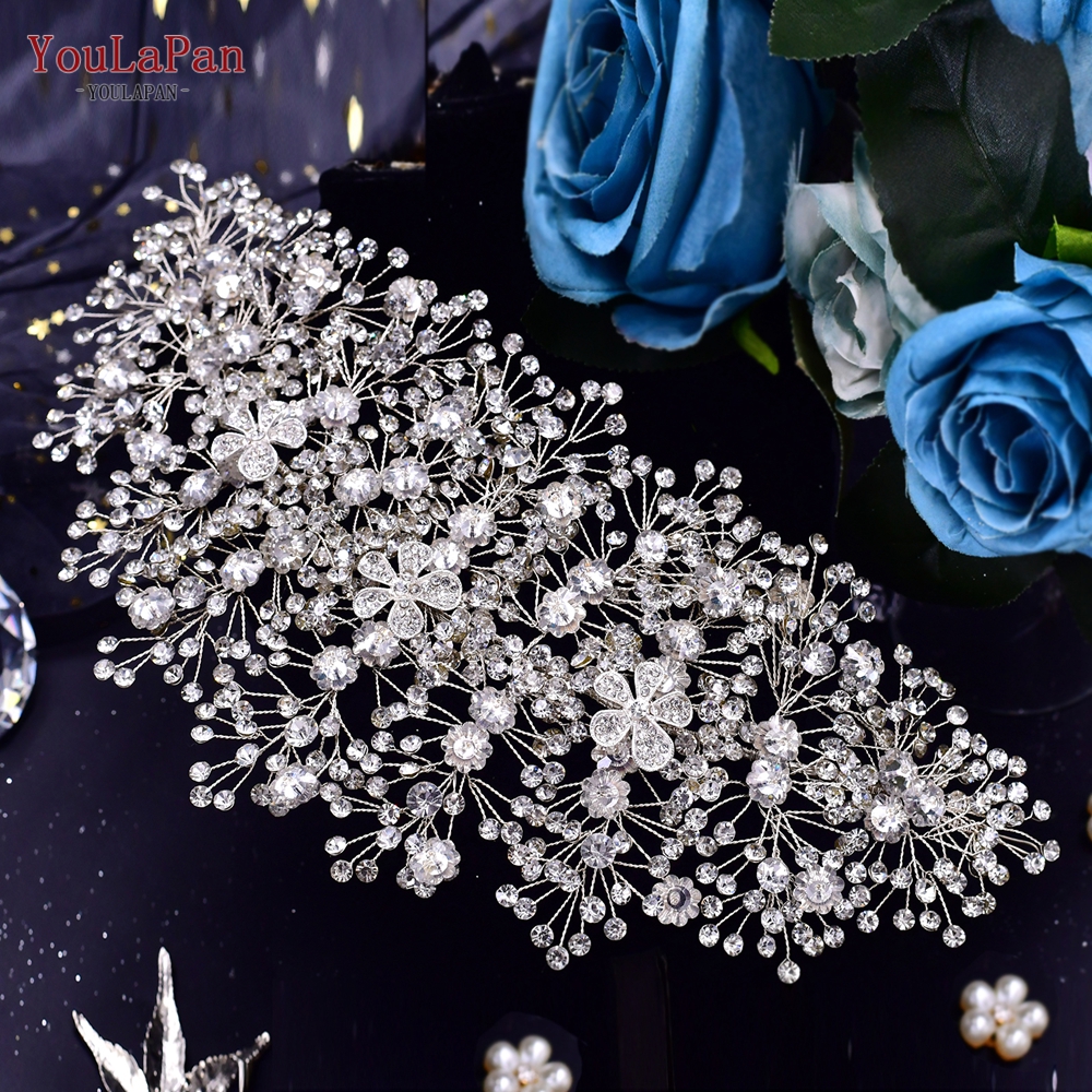 YouLaPan Golden Wedding Crystal Headband Hair Accessories Woman Wedding Hair Jewelry Rhinestone Bridal Tiara and Headdress HP240