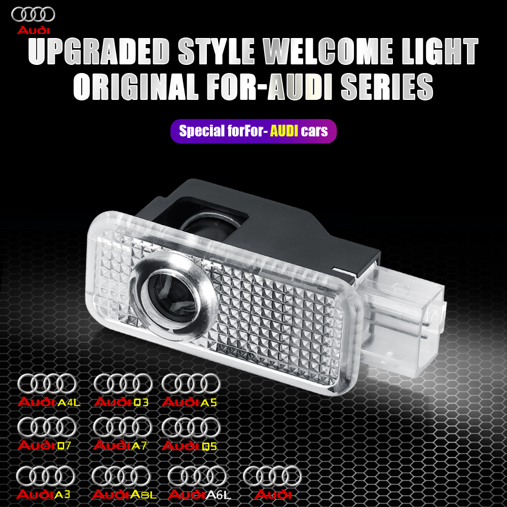 2 pçs led luzes de boas-vindas da porta do carro para audi sline s3 s5 tt a4 b7 b8 b9 a3 8p 8v 8l a5 a6 c6 c5 c7 a1 q3 q7 q5 logotipo lâmpada do projetor