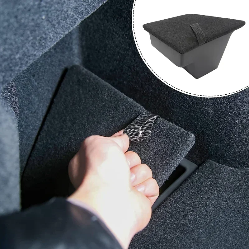 For Tesla Model 3 Rear Trunk Storage Box Left Side Space Organizer with Pull Rope Car Interior Accessories Model3 2021-2023