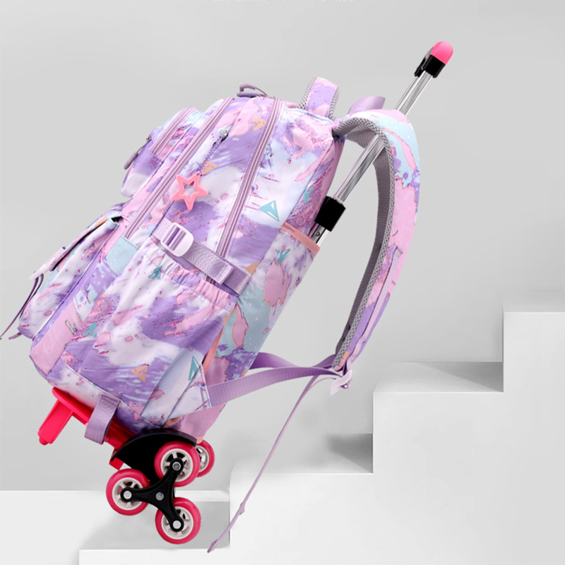 Rolando sacos de escola para meninas mochila crianças mochilas escolares à prova dwaterproof água com rodas do ensino médio trole bagagem volta pacote