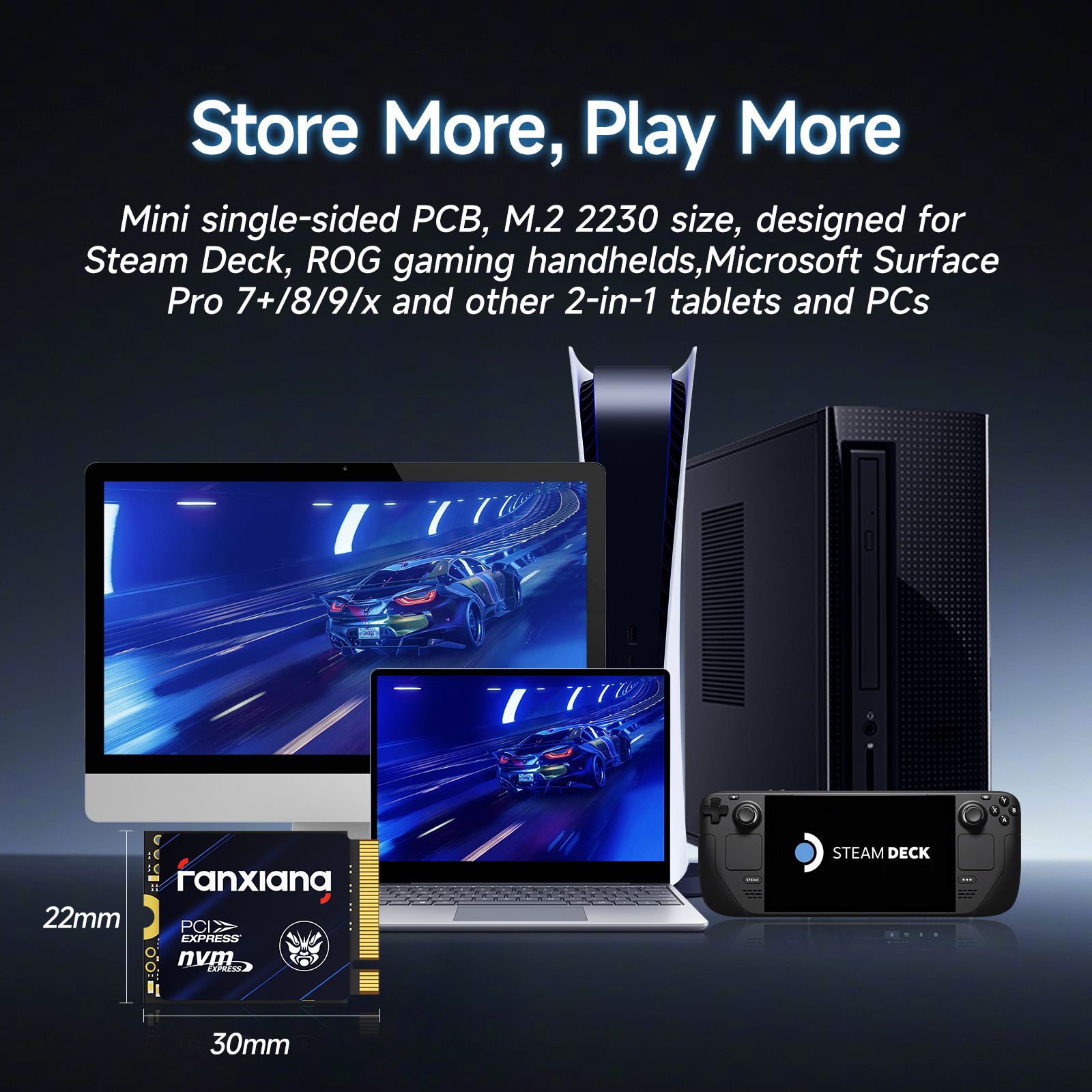 Fanxiang S700 M.2 2230 SSD 5000MB/s 500GB 1TB Hard Disk PCIe4.0x4 NVMe Internal Solid State Drive For Steam Deck Surface Pro