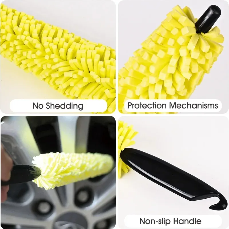 Brosse de lavage de voiture, 1 pièce, brosse pour pneus, nettoie sans effort vos roues de voiture avec ce outil de nettoyage des jantes
