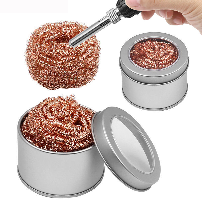 Bola de limpieza para desoldar, filtro de malla para soldador, punta de boquilla de limpieza, bola limpiadora de alambre de cobre, caja de escoria de Metal, bola limpia