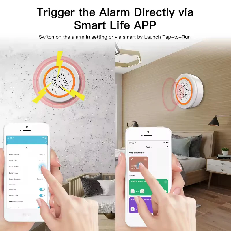 MOES Tuya ZigBee Умный датчик звука и света сирены 90 дБ Smart Life Siren Домашняя система безопасности Tuya Gateway Hub, используется с Alexa