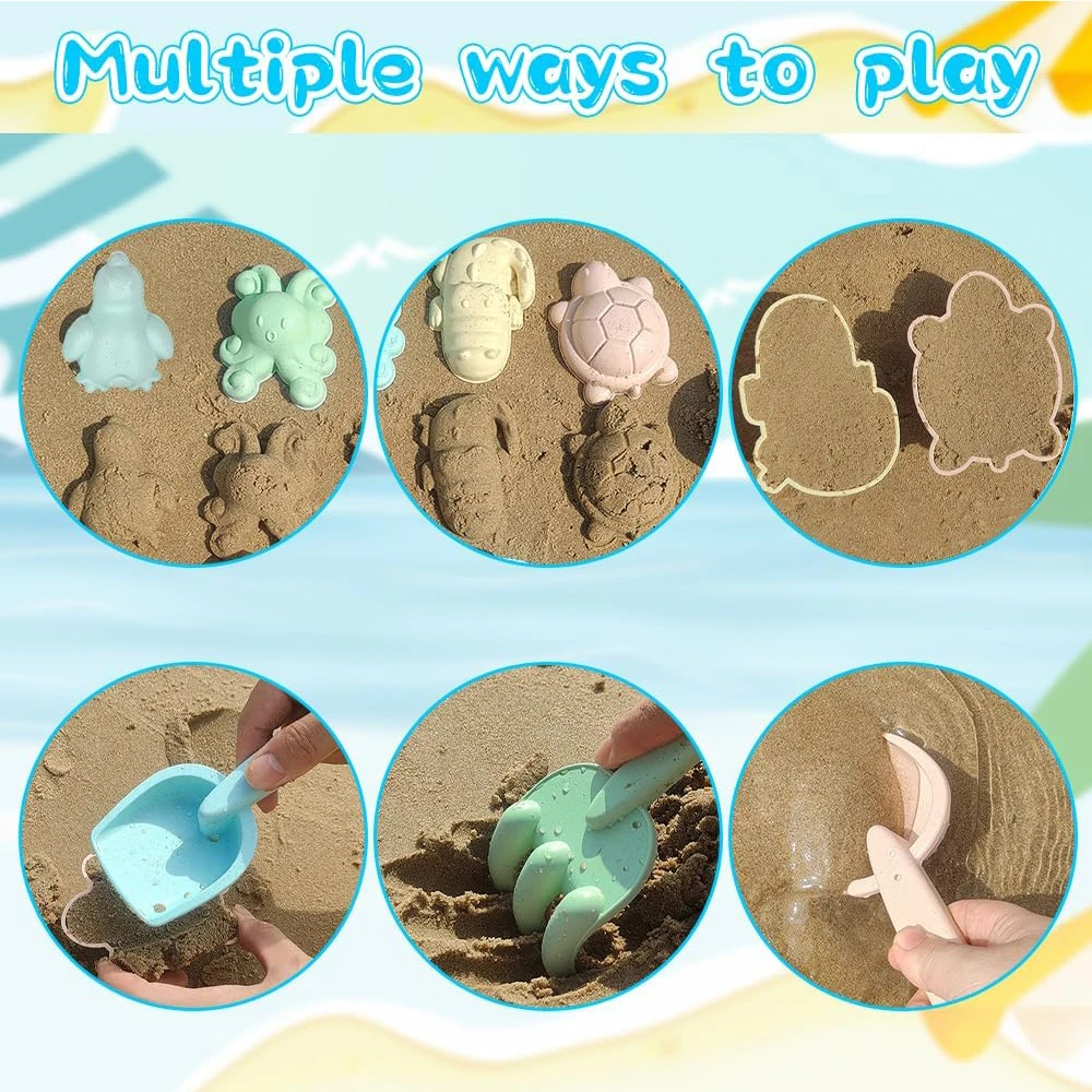 11 ชิ้นชุดของเล่นชายหาดแพคเกจของขวัญของเล่นทรายสําหรับเด็ก Sandbox ของเล่นพับถังพลั่วชุดทรายแม่พิมพ์ฤดูร้อนกลางแจ้ง