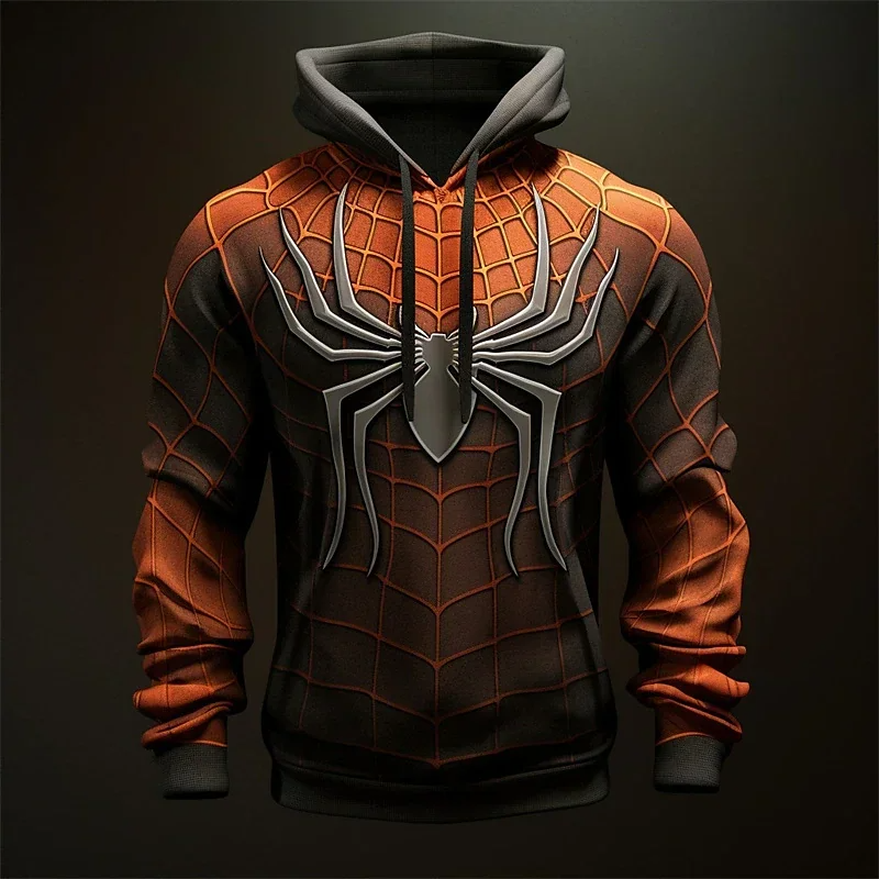 Neuer Herren-Kapuzenpullover mit Marvel Spider Man-Druckmuster, modischer Street-Hip-Hop-Hoodie, Sport- und Freizeitjacke