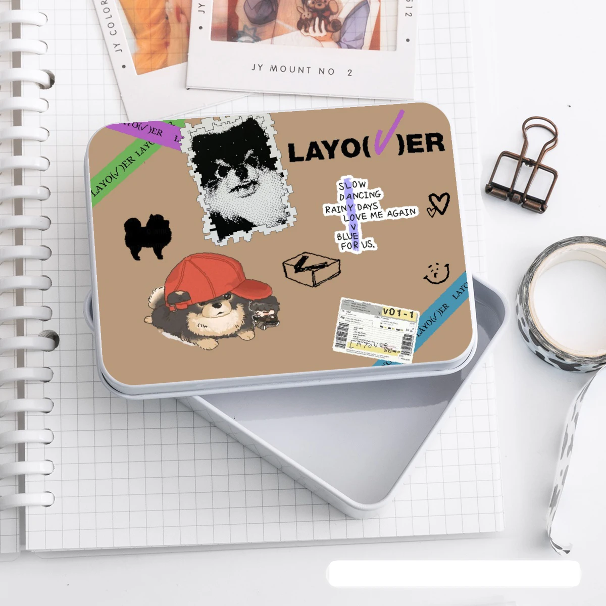 Kpop フォトカード収納ボックス JIMIN MUSE アルバム LAYOVER V JIN HAPPY ロモカードブリキ缶ケースボックスコインヘッドフォン収集ボックス