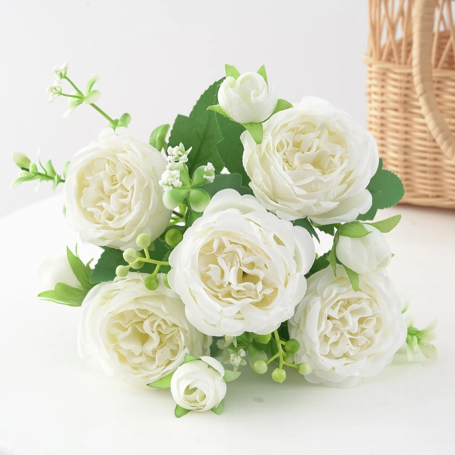 1pc 造花装飾用造花シルク牡丹フェイクブーケプラスチックアレンジメントホームブライダルウェディングパーティー