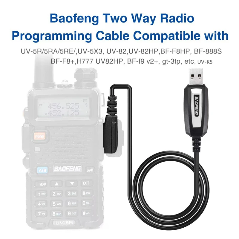 USB-Programmierkabel mit CD für Baofeng UV-5R/82/888S/UV-S9PLUS/UV-13/16/17/21 Pro und Quansheng UV-K5/5R Plus Walkie Talkie