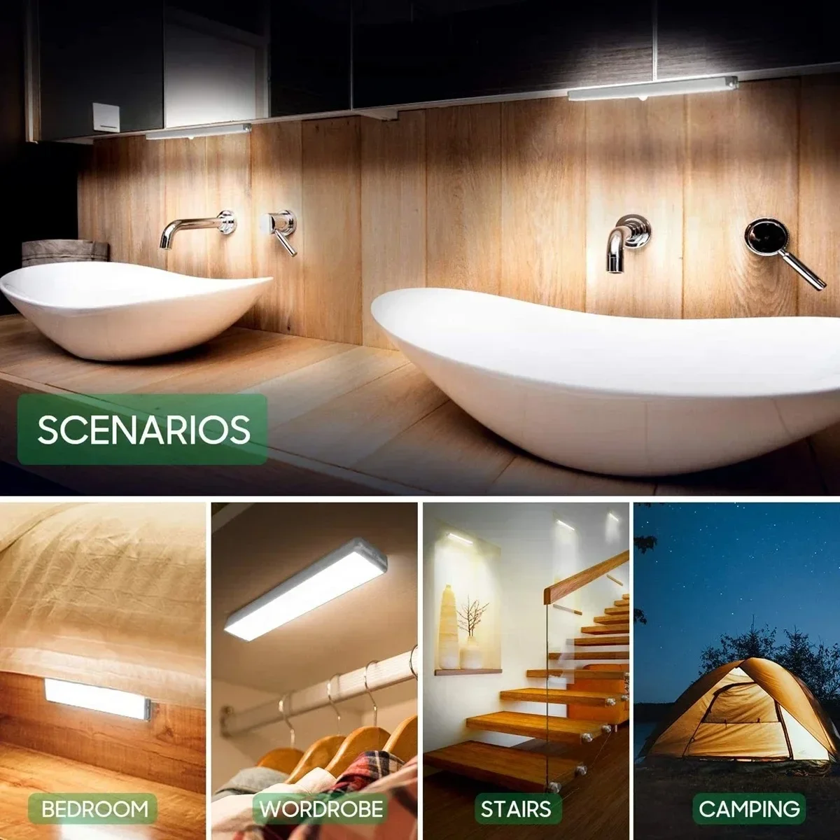 ห้องครัว USB ชาร์จไฟ LED โคมไฟ LED Night Light พร้อม Motion Sensor ตู้สําหรับตู้บ้านและไฟตกแต่งตู้เสื้อผ้า