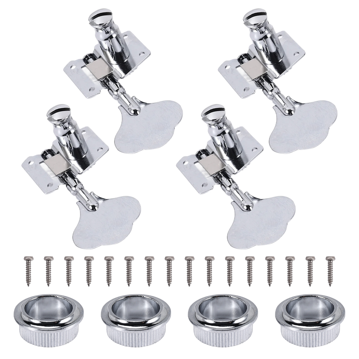 エレキギターチューニングペグ、オープンギアチューナー、フェンダージャズベースシルバー用マシンヘッド、4個