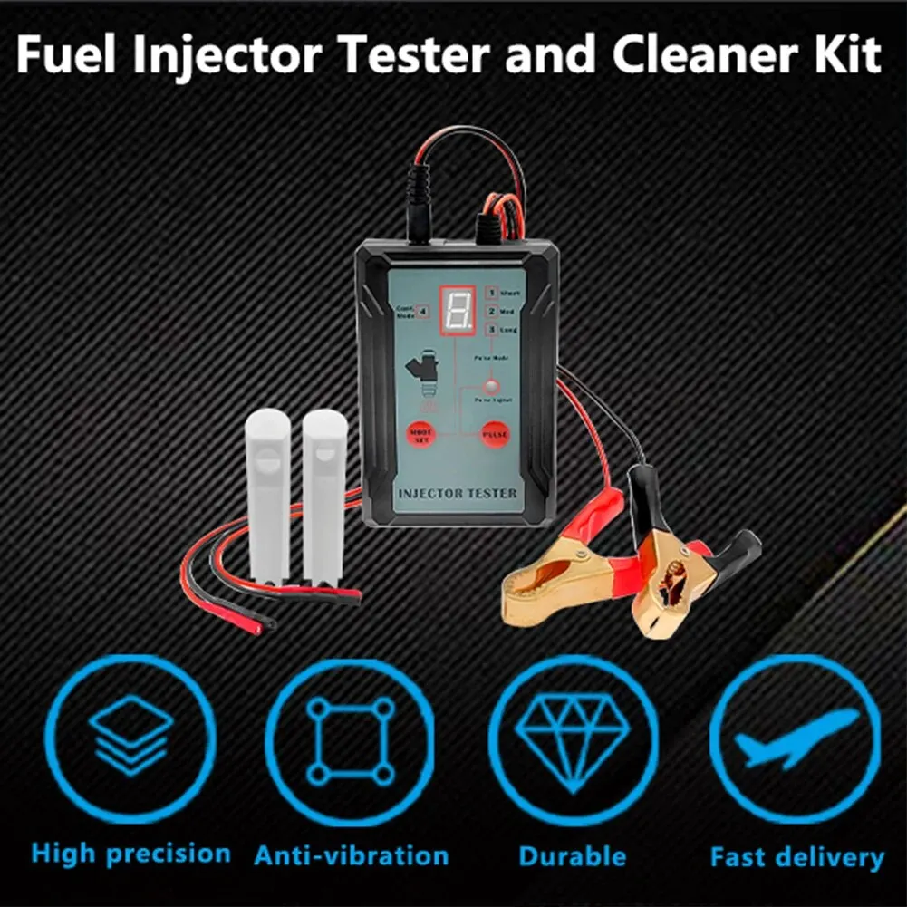 Probador de inyector de combustible mejorado y herramienta de limpieza DIY: prueba de dos inyectores simultáneamente, prueba de inyector de combustible de modo de accionamiento de potencia de 8 pulsos