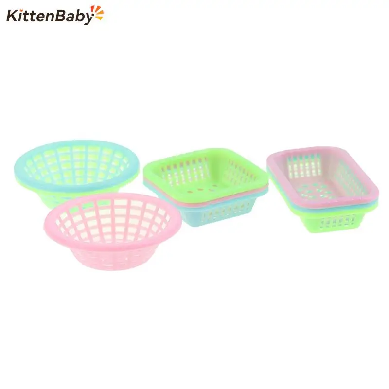 Cesta de almacenamiento en miniatura para casa de muñecas, cestas para lavar verduras y frutas, cesta de almacenamiento de alimentos, decoración en miniatura para casa de muñecas, 3 uds.