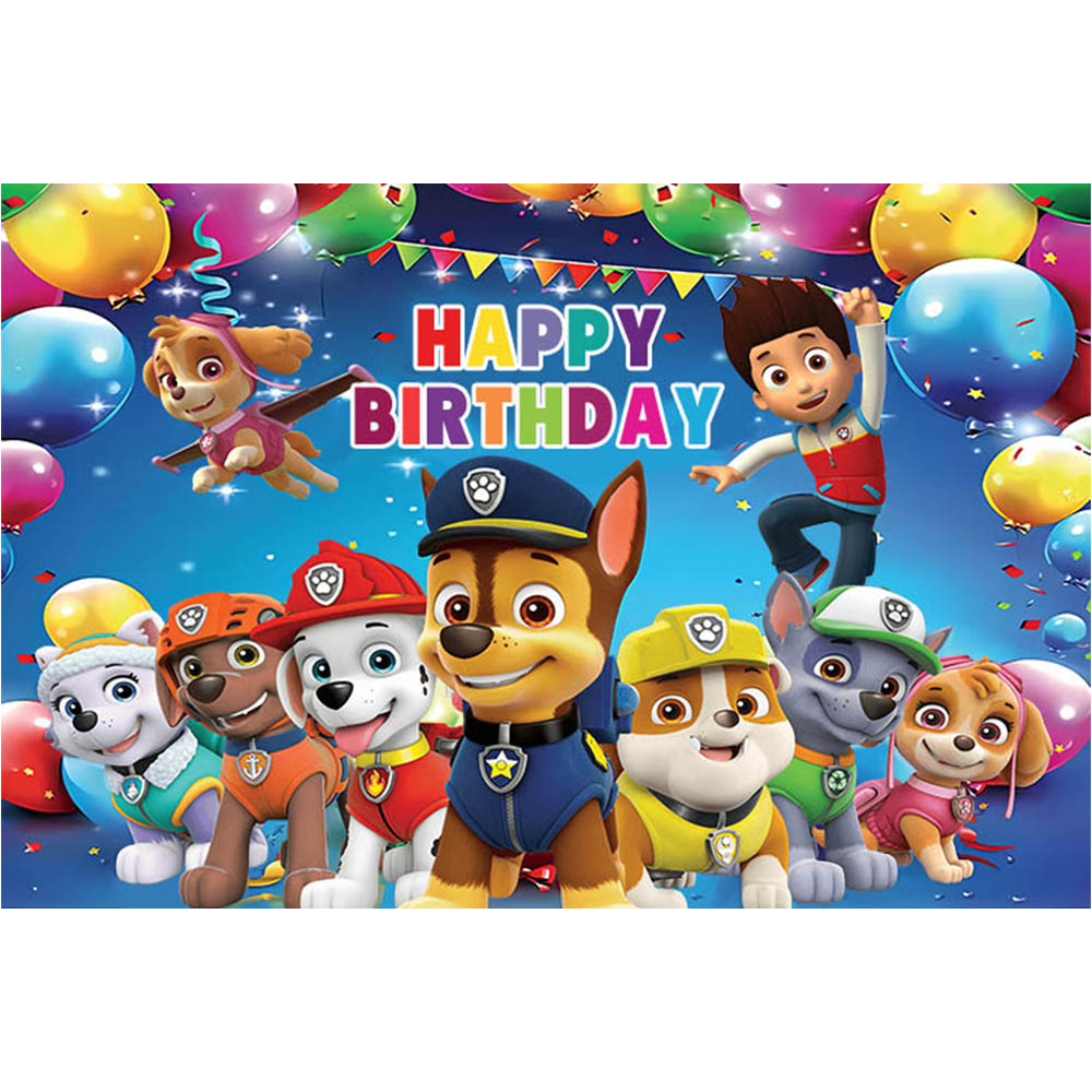 Paw Patrol 생일 배경 장식 어린이 Girs 소년 파티 사진 배경 강아지 이벤트 배너 포스터 사진 스튜디오 소품